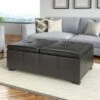 Antonio Double Storage Ottoman - Black Bonded Leather - Corliving