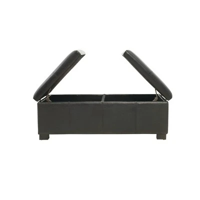 Antonio Double Storage Ottoman - Black Bonded Leather - Corliving 4 Antonio Double Storage Ottoman - Black Bonded Leather - Corliving – Image 2