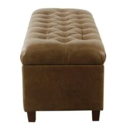 Ainsley Button Tufted Storage Bench Faux Leather Light Brown - HomePop -Ottomans Official Shop unnamed file 7314