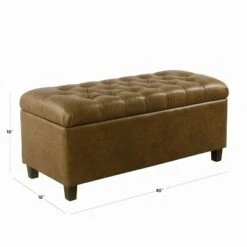 Ainsley Button Tufted Storage Bench Faux Leather Light Brown - HomePop -Ottomans Official Shop unnamed file 7320