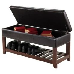 Monza Bench with Storage Chest and Shelf Walnut/Espresso - Winsome -Ottomans Official Shop unnamed file 7327