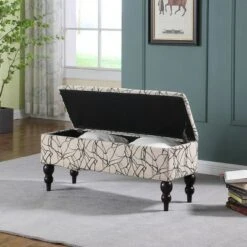 Modern Floral Storage Bench Black - Ore International -Ottomans Official Shop unnamed file 7331