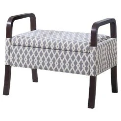 23" Wooden Arm Storage Seat - Ore International Sky Blue -Ottomans Official Shop unnamed file 7357