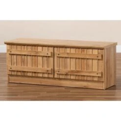 2 Door Oswald Farmhouse Natural Wood Storage Bench Brown - Baxton Studio -Ottomans Official Shop unnamed file 7365