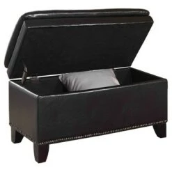 Double Cushion Storage Bench 16.75" - Espresso - Ore International