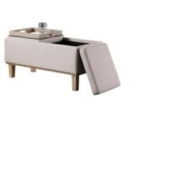 Storage Bench Wood Legs-Ore International Gray