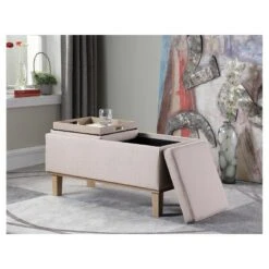 Storage Bench Wood Legs-Ore International Gray -Ottomans Official Shop unnamed file 7380