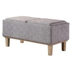 Storage Bench Wood Legs-Ore International Gray -Ottomans Official Shop unnamed file 7381