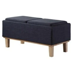 Storage Bench Wood Legs-Ore International Gray -Ottomans Official Shop unnamed file 7383