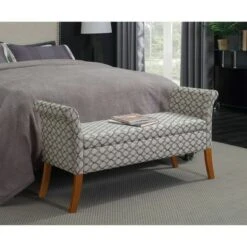 Garbo Storage Bench Ribbon Pattern Fabric - Breighton Home