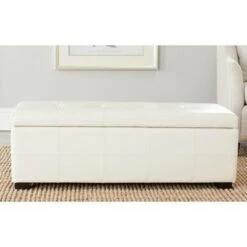 Maiden Tufted Storage Bench Lg - Flat Cream - Safavieh
