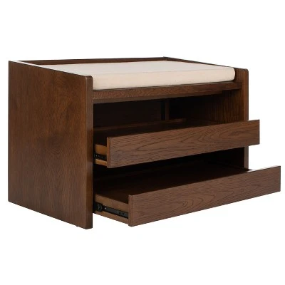 Percy Storage Bench - Walnut/Beige - Safavieh 4 Percy Storage Bench - Walnut/Beige - Safavieh – Image 2