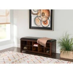Cape Anne Dark Walnut Storage Bench Walnut - Linon