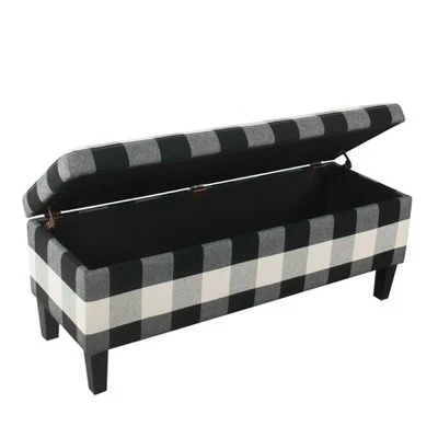 46" Luxury Storage Bench - HomePop Black Plaid 3 46" Luxury Storage Bench - HomePop Black Plaid