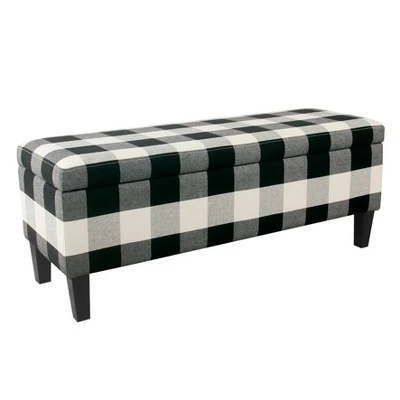 46" Luxury Storage Bench - HomePop Black Plaid 8 46" Luxury Storage Bench - HomePop Black Plaid – Image 6
