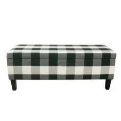46" Luxury Storage Bench - HomePop Black Plaid 27 46" Luxury Storage Bench - HomePop Black Plaid -Ottomans Official Shop unnamed file 7464