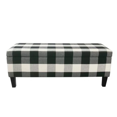 46" Luxury Storage Bench - HomePop Black Plaid 14 46" Luxury Storage Bench - HomePop Black Plaid – Image 12