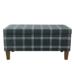 Large Decorative Storage Bench - HomePop Tan Plaid -Ottomans Official Shop unnamed file 7477