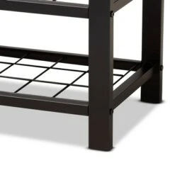 Rance Faux Leather Upholstered and Metal Shoe Storage Bench Dark Brown/Black - Baxton Studio -Ottomans Official Shop unnamed file 7489