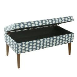 Mid-Century Storage Bench Teal Floral - HomePop -Ottomans Official Shop unnamed file 7506