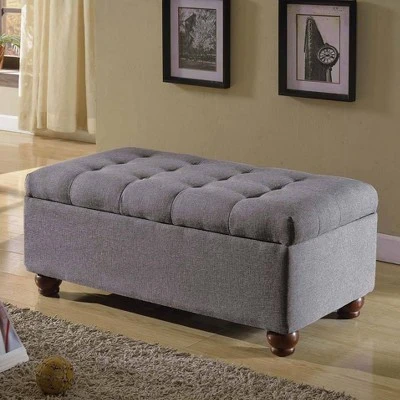 Large Tufted Storage Bench - HomePop Textured Gray 3 Large Tufted Storage Bench - HomePop Textured Gray