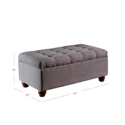 Large Tufted Storage Bench - HomePop Textured Gray 4 Large Tufted Storage Bench - HomePop Textured Gray – Image 2