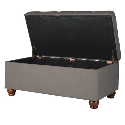 Large Tufted Storage Bench - HomePop Textured Gray 9 Large Tufted Storage Bench - HomePop Textured Gray – Image 7