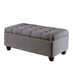 Large Tufted Storage Bench - HomePop Textured Gray 20 Large Tufted Storage Bench - HomePop Textured Gray -Ottomans Official Shop unnamed file 7520