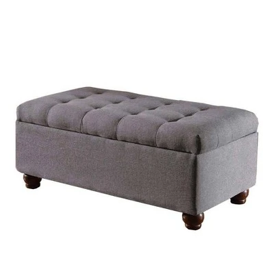 Large Tufted Storage Bench - HomePop Textured Gray 11 Large Tufted Storage Bench - HomePop Textured Gray – Image 9