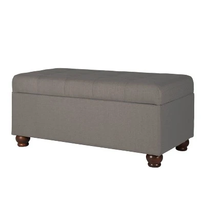 Large Tufted Storage Bench - HomePop Textured Gray 12 Large Tufted Storage Bench - HomePop Textured Gray – Image 10