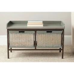 Noah 2 Drawer Wooden Storage Bench - Antique Pewter/French Grey - Safavieh