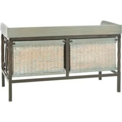 Noah 2 Drawer Wooden Storage Bench - Antique Pewter/French Grey - Safavieh -Ottomans Official Shop unnamed file 7532