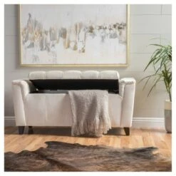 Argus Storage Bench - Ivory New Velvet - Christopher Knight Home