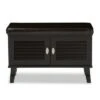 Sheffield Modern and Contemporary 2 - Door Wood Entryway Storage Cushioned Bench Shoe Rack Cabinet Organizer - Dark Brown - Baxton Studio -Ottomans Official Shop unnamed file 7552