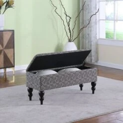 Geometric Tile Print Storage Bench Brown - Ore International 7 Geometric Tile Print Storage Bench Brown - Ore International -Ottomans Official Shop unnamed file 7571