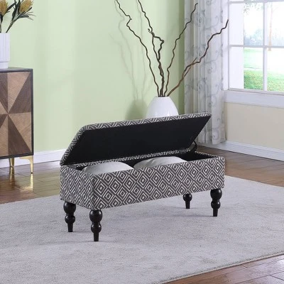 Geometric Tile Print Storage Bench Brown - Ore International 5 Geometric Tile Print Storage Bench Brown - Ore International – Image 3