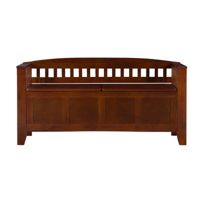 Split Seat Storage Bench Walnut - Linon 5 Split Seat Storage Bench Walnut - Linon – Image 3