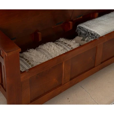 Split Seat Storage Bench Walnut - Linon 14 Split Seat Storage Bench Walnut - Linon – Image 12