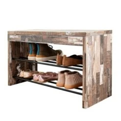 Industrial Shoe Bench with Metal Storage Racks Distressed Wood - Danya B. -Ottomans Official Shop unnamed file 7632