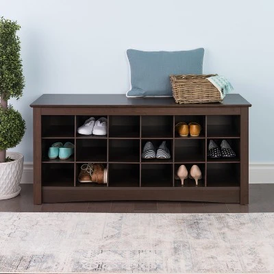 Shoe Cubbie Storage Bench Espresso Brown - Prepac 3 Shoe Cubbie Storage Bench Espresso Brown - Prepac