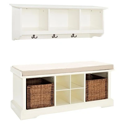 2pc Brennan Entryway Bench and Shelf Set - Crosley Natural 3 2pc Brennan Entryway Bench and Shelf Set - Crosley Natural