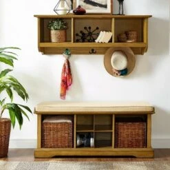 2pc Brennan Entryway Bench and Shelf Set - Crosley Natural 17 2pc Brennan Entryway Bench and Shelf Set - Crosley Natural -Ottomans Official Shop unnamed file 7679