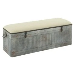 Wood Farmhouse Storage Bench Gray - Olivia & May