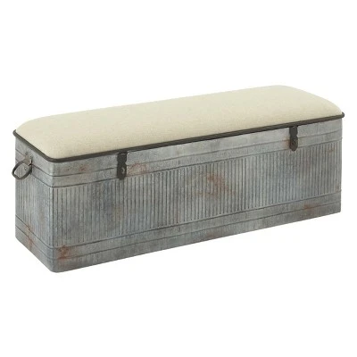 Wood Farmhouse Storage Bench Gray - Olivia & May 3 Wood Farmhouse Storage Bench Gray - Olivia & May