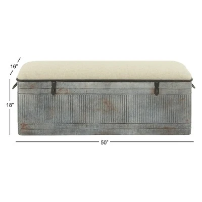 Wood Farmhouse Storage Bench Gray - Olivia & May 6 Wood Farmhouse Storage Bench Gray - Olivia & May – Image 4