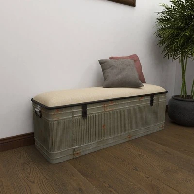 Wood Farmhouse Storage Bench Gray - Olivia & May 8 Wood Farmhouse Storage Bench Gray - Olivia & May – Image 6
