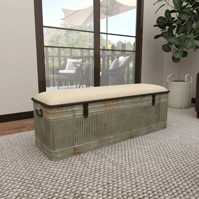 Wood Farmhouse Storage Bench Gray - Olivia & May 9 Wood Farmhouse Storage Bench Gray - Olivia & May – Image 7