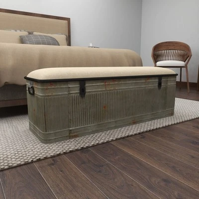 Wood Farmhouse Storage Bench Gray - Olivia & May 11 Wood Farmhouse Storage Bench Gray - Olivia & May – Image 9