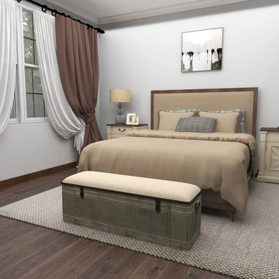 Wood Farmhouse Storage Bench Gray - Olivia & May 12 Wood Farmhouse Storage Bench Gray - Olivia & May – Image 10