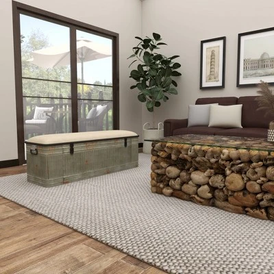 Wood Farmhouse Storage Bench Gray - Olivia & May 14 Wood Farmhouse Storage Bench Gray - Olivia & May – Image 12